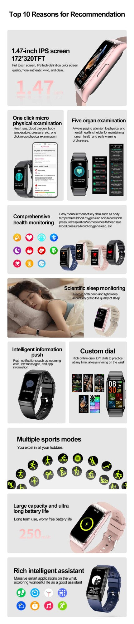 ECG+PPG Smart Watch Health Monitoring Blood Pressure Uric Acid Blood Fat bracelet Bluetooth Call Reminder Waterproof SmartWatch