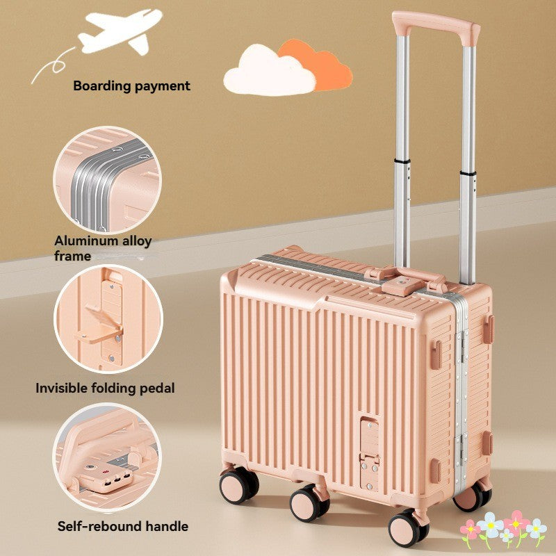 Children's luggage, a 20-inch aluminum frame carry-on suitcase for girls, a boy's travel code suitcase for kids