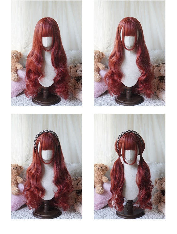 32cinch Lolita Style Long Curly Wig | Heat Resistant Synthetic Hair with Bangs for Cosplay, Halloween, Anime Theme Party Dress
