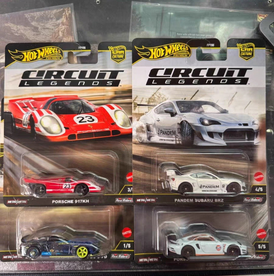 Genuine Hot Wheels Car Culture Series Ferrari Porsche Mustang Subaru 2025 K Case (Mix 5) Circuit Legends Premium 1:64 Car Gift