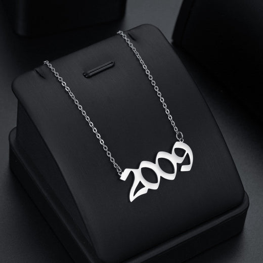 Stainless Steel Birth Year Necklaces For Women Men Gold Silver Color Neck Chain Choker Male Female Pendant Necklace Jewelry