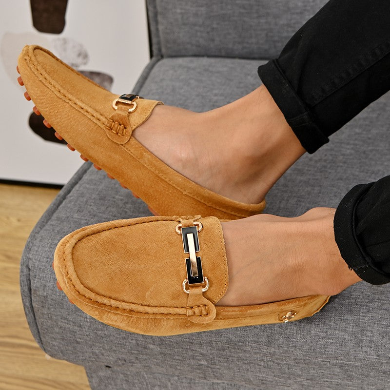 YRZL Loafers Men Big Size 48 Soft Driving Moccasins High Quality Flats Genuine Leather Shoes Men Slip-on Suede Loafers for Men