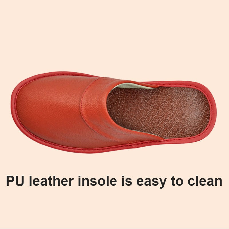Big sizeGenuine Cow Leather Slippers Homes in indoor slipper Spring Autumn men women elderly non-slip casual single Slides shoes
