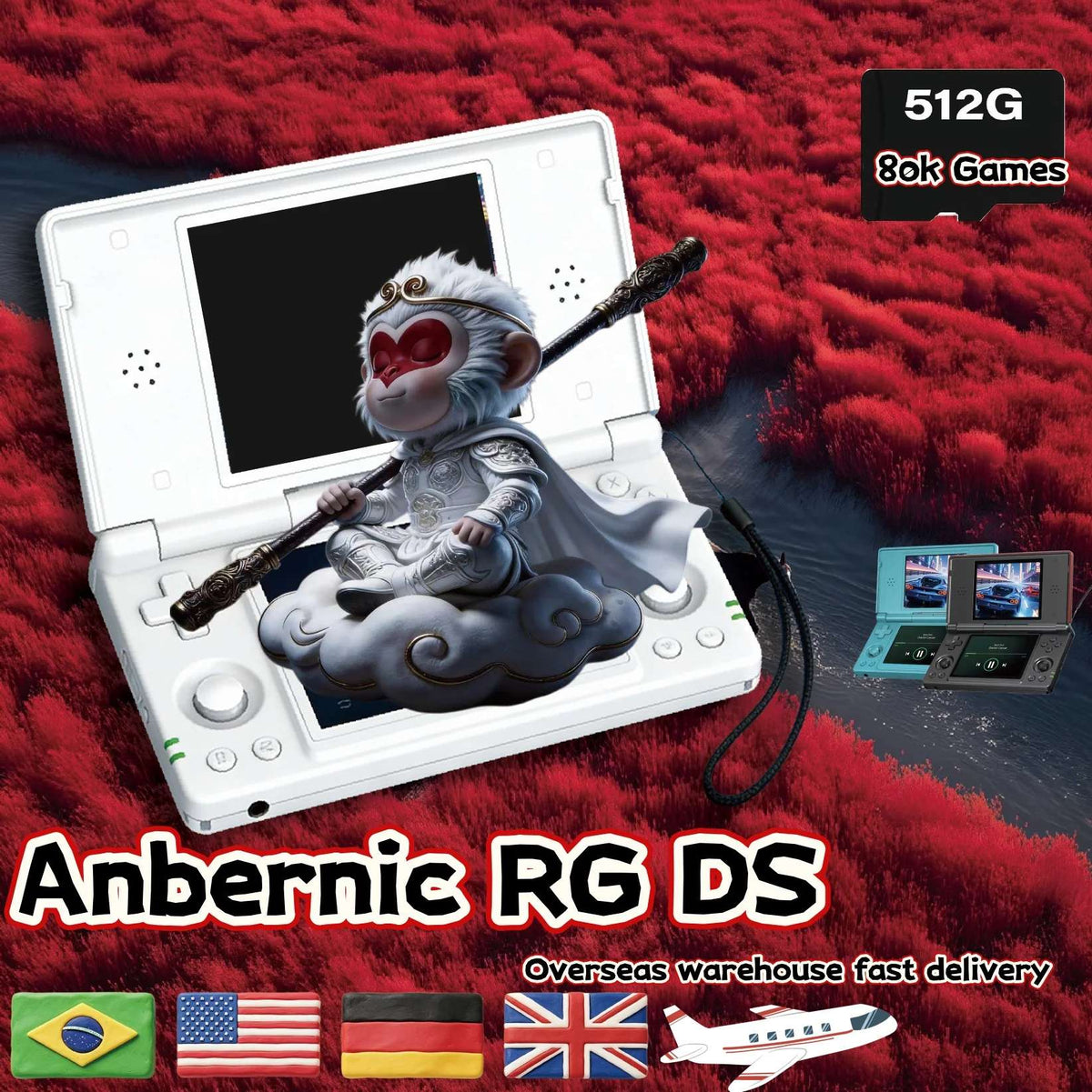 Anbernic RG DS Video Game Console Dual 4.0” IPS Screen Android 14 Support Dual Application On Split Screens & Hall PSP Gifts