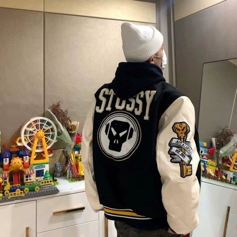 New Fashion Letter Pattern Flocking Embroidery Casual Jacket Women Y2K College Hip Hop Popular Couple Sport Baseball Uniform Top