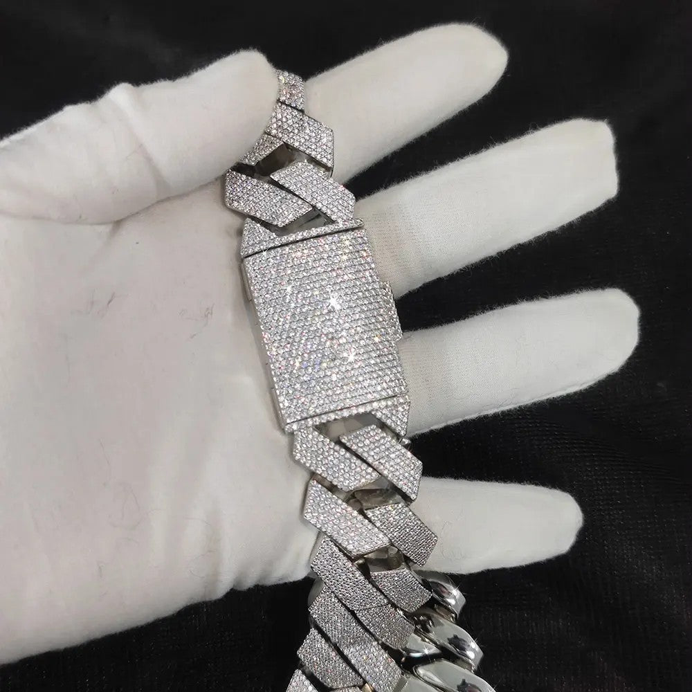 Thick Heavy 15mm Two Rows Prong Setting Cuban Link Chain Iced Out Hip Hop White/18k Gold Plated Necklace Jewelry Women Men Gifts
