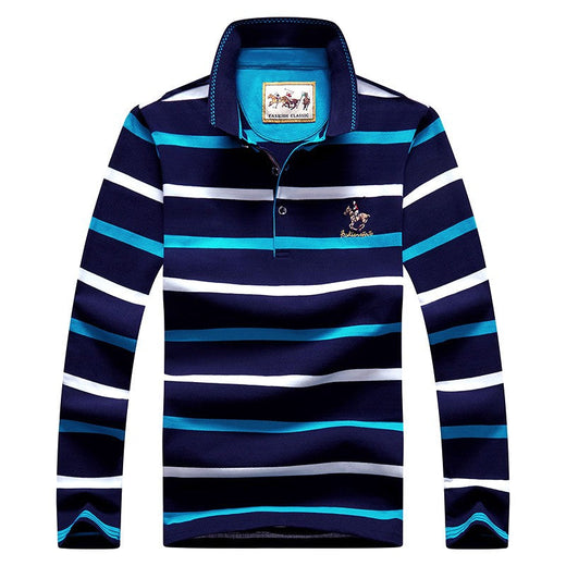 Men Business Long Sleeve Polo Shirt 2024 Spring New Fashion Stripe Embroidery Long Sleeve T-Shirt Cotton Casual Polo Shirts Men
