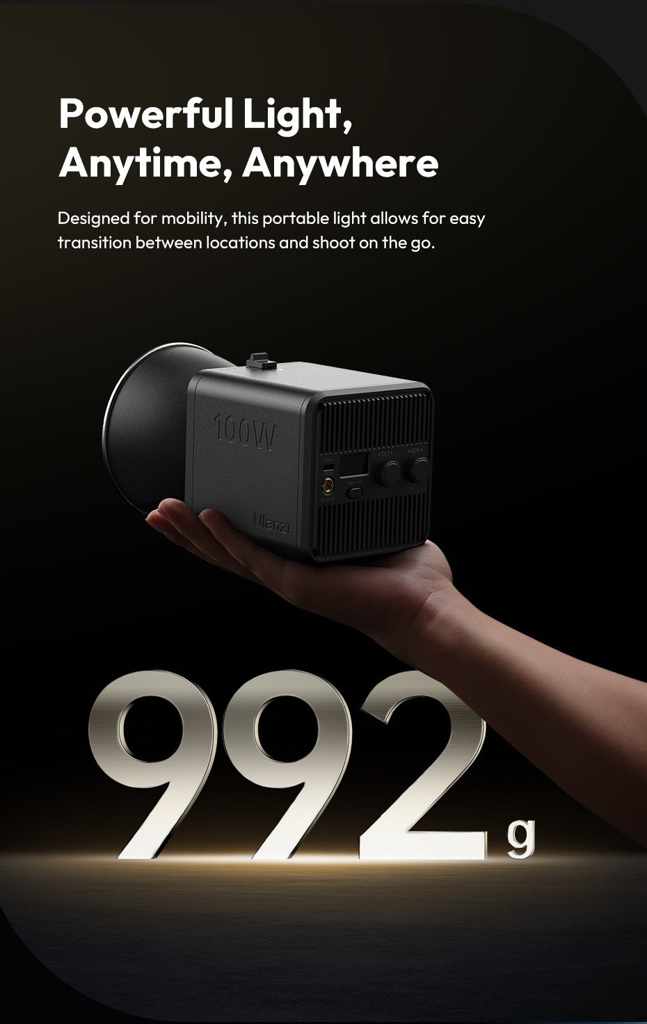 Ulanzi ML100RGB | ML100Bi 100W COB Video Light Full Color | 2700K-6500K Bi-Color Photography Studio Light for Shot Livestreaming