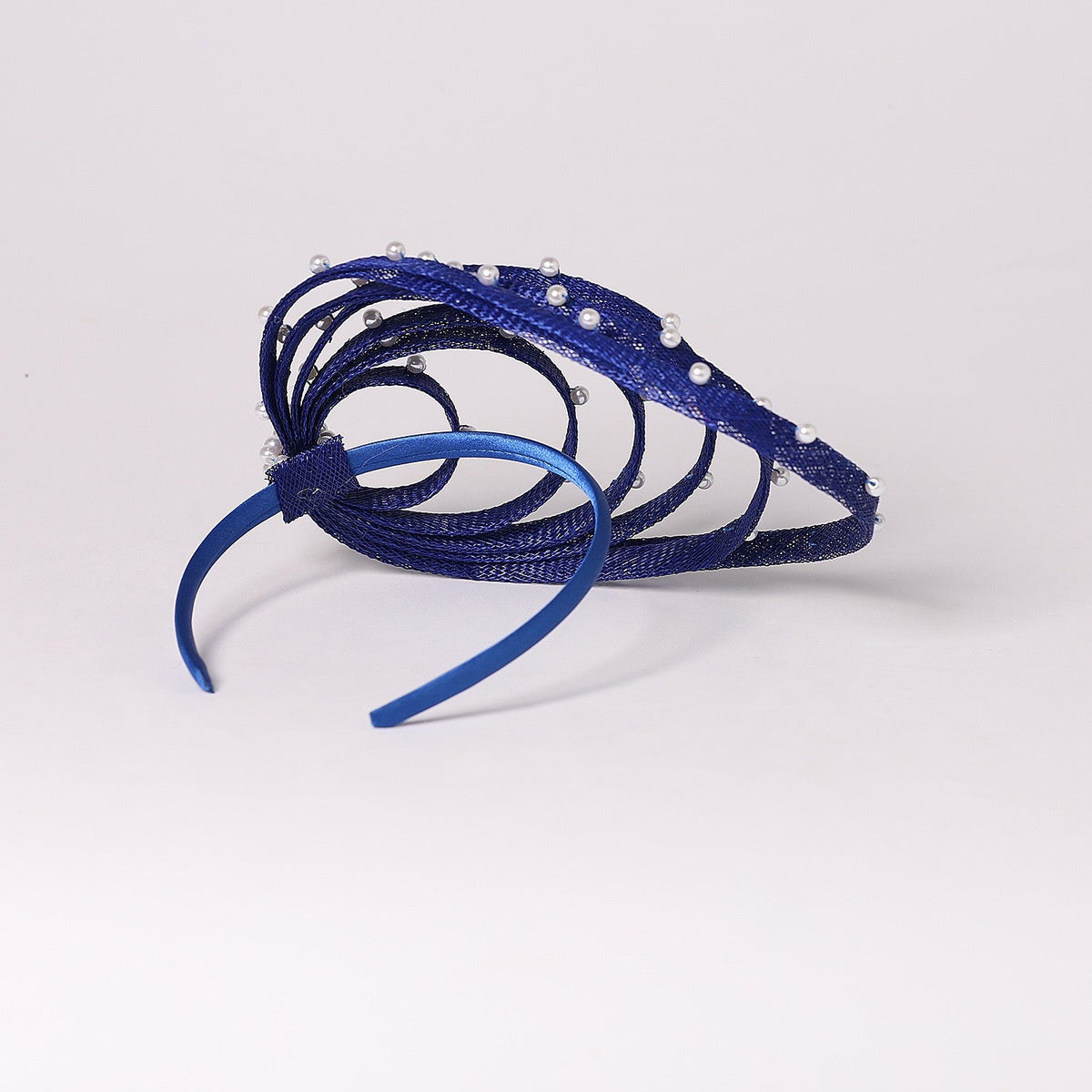 Royal Blue Fascinator Hat with Faux Pearls - Elegant Wedding Headdress, Derby Hats for Women, Cocktail Tea Party Church Events