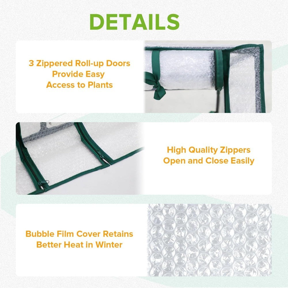 EAGLE PEAK Tunnel Greenhouse Garden Green House with Roll-Up Zipper Doors, Portable 96x36x36, Bubble Film Cover, White