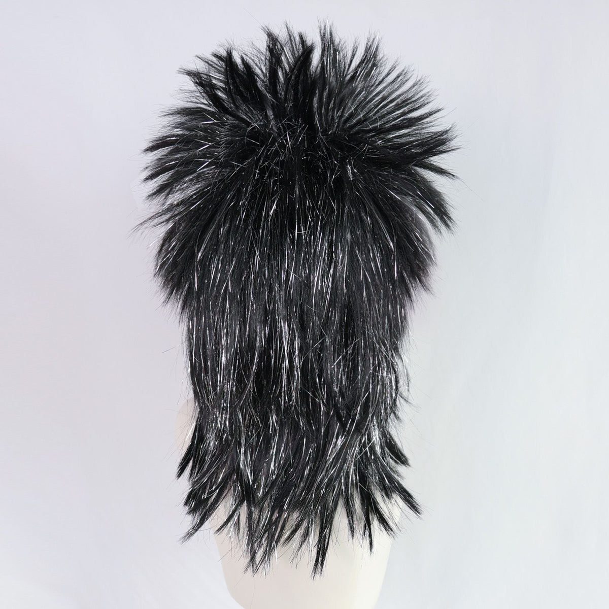 Men's/Women's Synthetic Black Silver Spiky Mullet Wig - 80s Punk Rock Style, for Costume Parties, Cosplay & Retro Fashion