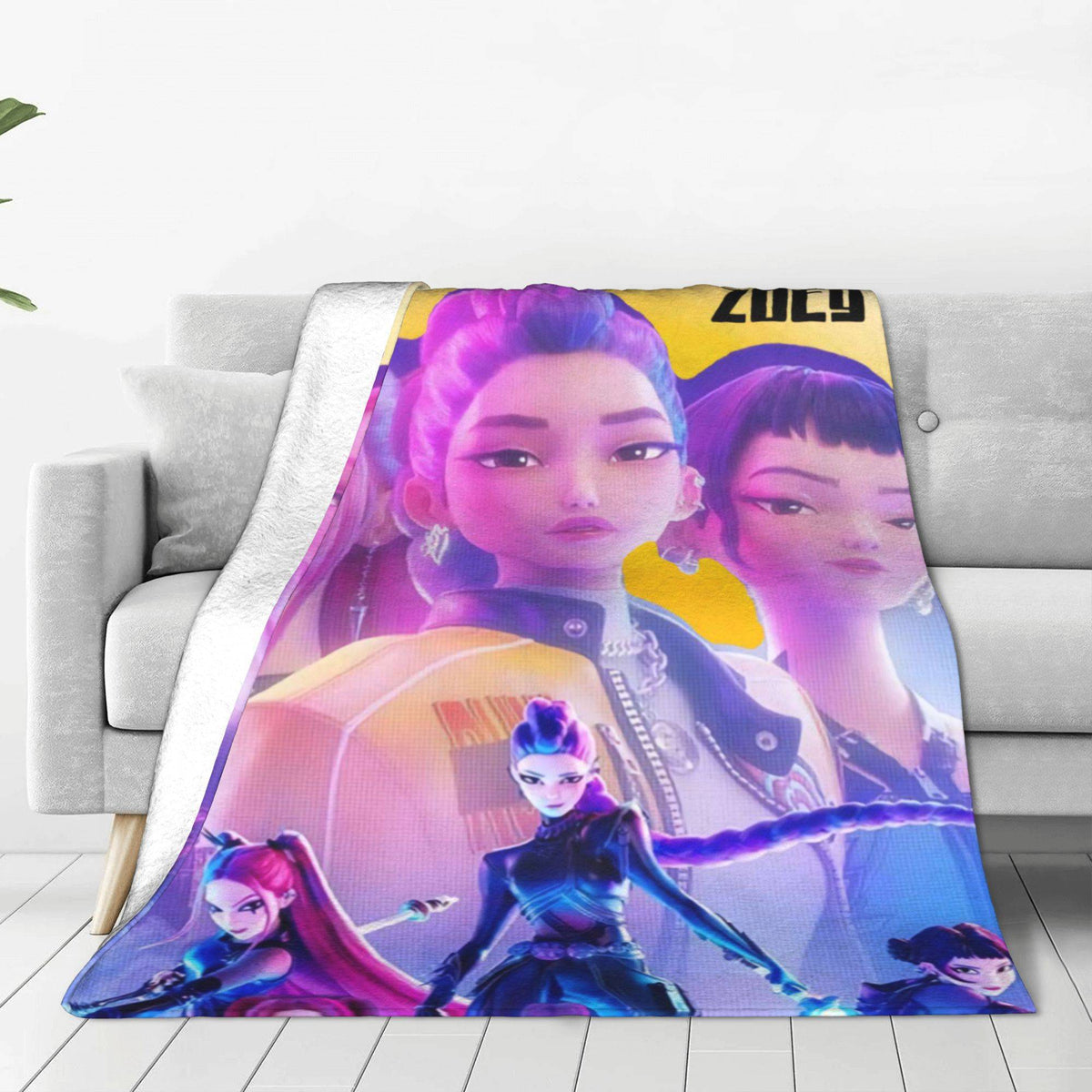 kpop Demon Hunters Huntrix Golden Blanket Warm Graphic Plush Throw Blanket For Girls Boys Living Room Flannel Bedspread Cover