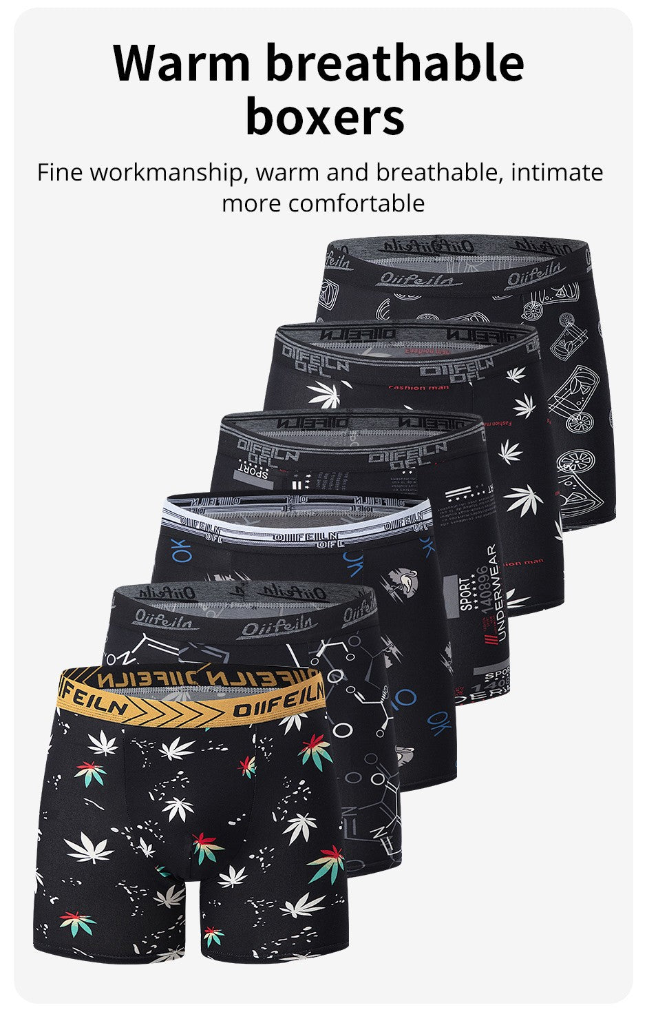 5/7/10 Pcs Men's Long Sports Parent-child Underwear Teenagers To Adults Multi-size Mix And Match Boyshort Elastic Waist Shorts