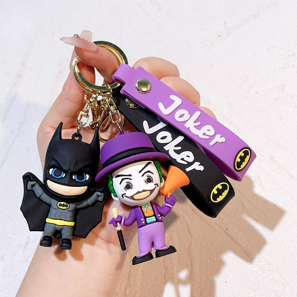 Anime Harley Quinn cartoon Marvel Batman Joker image doll bag keychain cute pendant Wonder Woman car accessories keychain