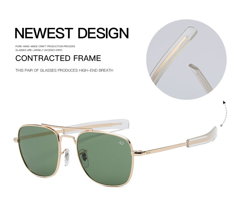 Fashion Aviation Sunglasses Men Luxury Brand Designer Square Sun Glasses for Male American Army Military Oculos