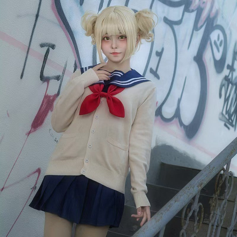 My Hero Academia Cosplay Halloween Costume Anime Boku No Hero Academia Himiko Toga JK Uniform Sweater Coat Wig Costumes