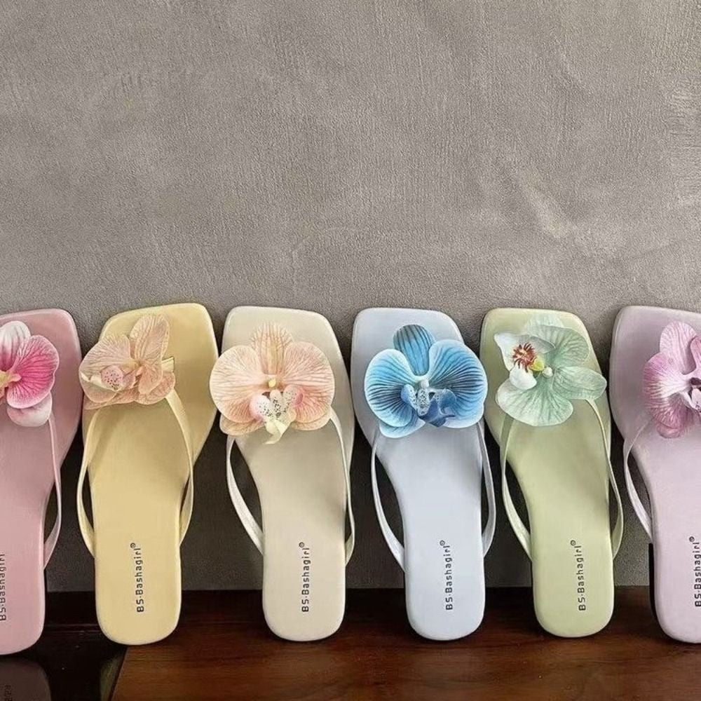 Daily Sweet Butterfly Orchid Slipper Summer Vacation Flower Flip Flops Elegant Out Wear Women's Sandals Ladies/Girls