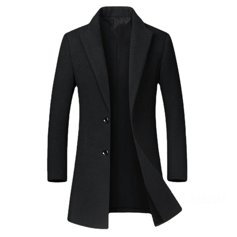 New Winter Men Cashmere Trench Coats Wool Blends Overcoats Business Casual Trench Long Jackets Male Slim Blends Coats Size 4XL