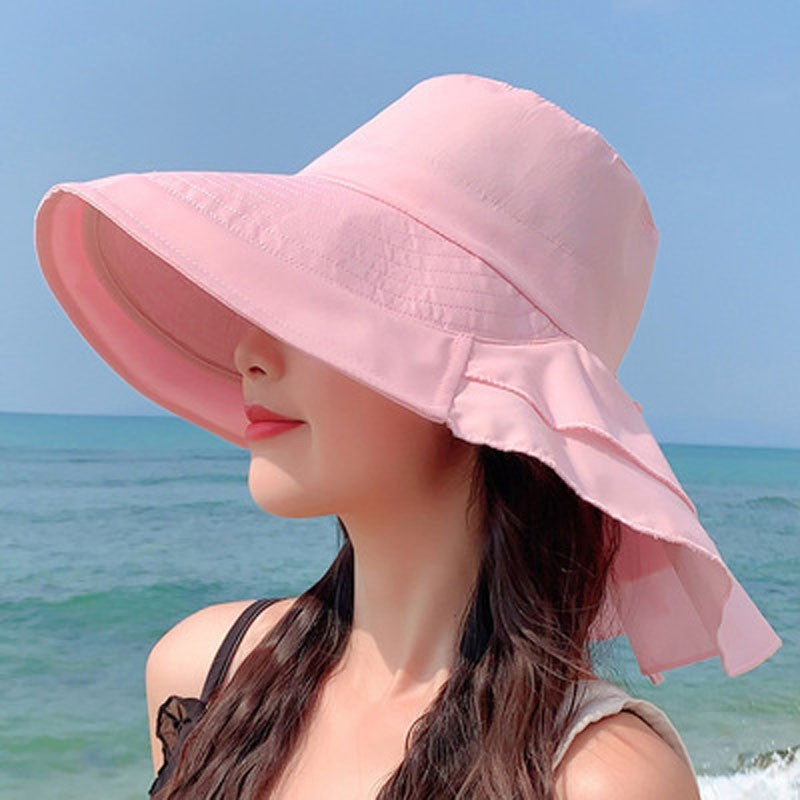 New Women's Summer Sun Hat With Neck Protector And Sunshade For Outdoor Cycling Trip Big-Brimmed Fisherman's Hat Hiking cap