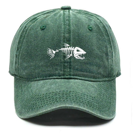 White Fish Bones Print Adjustable Retro Baseball Cap Woman's Cap Distressed Fashion Snapback Caps Ideal Choice For Women & Men