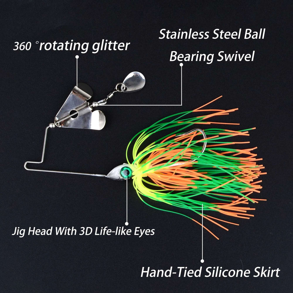 5Pcs Spinner bait Bass jig Weedless fishing lure Buzzbait wobbler chatterbait for bass pike walleye fish Tackle