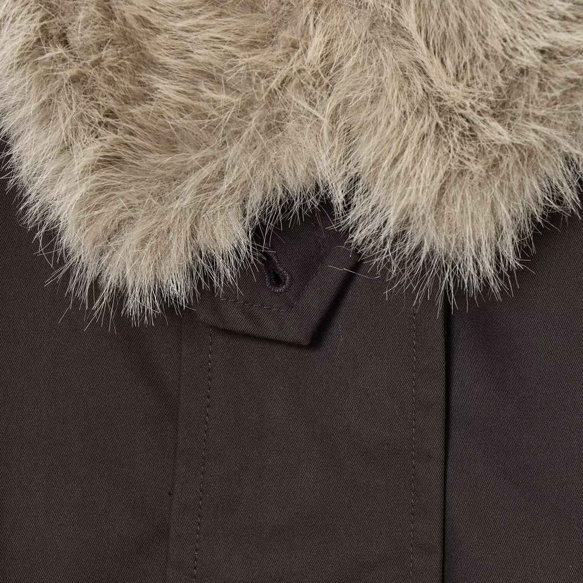 Women's Autumn and Winter Casual Straight Waterproof Parka Jacket with Fur Hem, Warm Zipper Long Sleeve Outwear