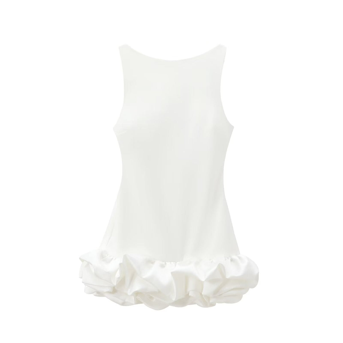 TFMLN Fashion Women Ruffle Pleated Dress Slim O-neck Sleeveless Backless Dresses Female 2025 Party Club Lady Vestidos
