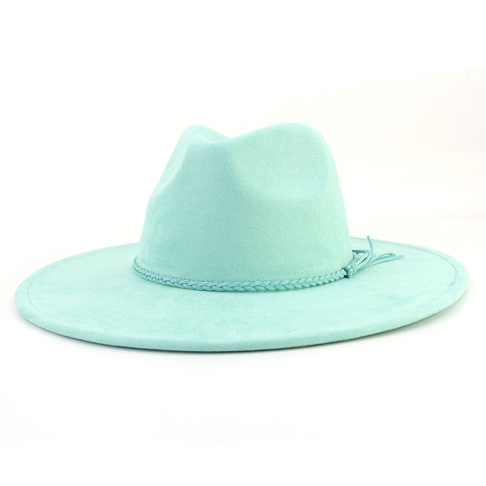 Suede Top Hat 9.5cm Wide Brim Fedora Hat Men Women Autumn Winter Felt Jazz Hats Classic Church Fedoras Chapeau Sombrero Mujer