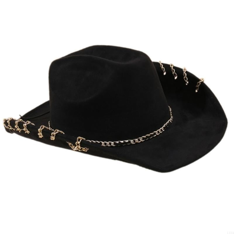 L5YA Elegant Homburg Hat for Men Women Unisex Wear Vintage Top Hat Cowboy Costume