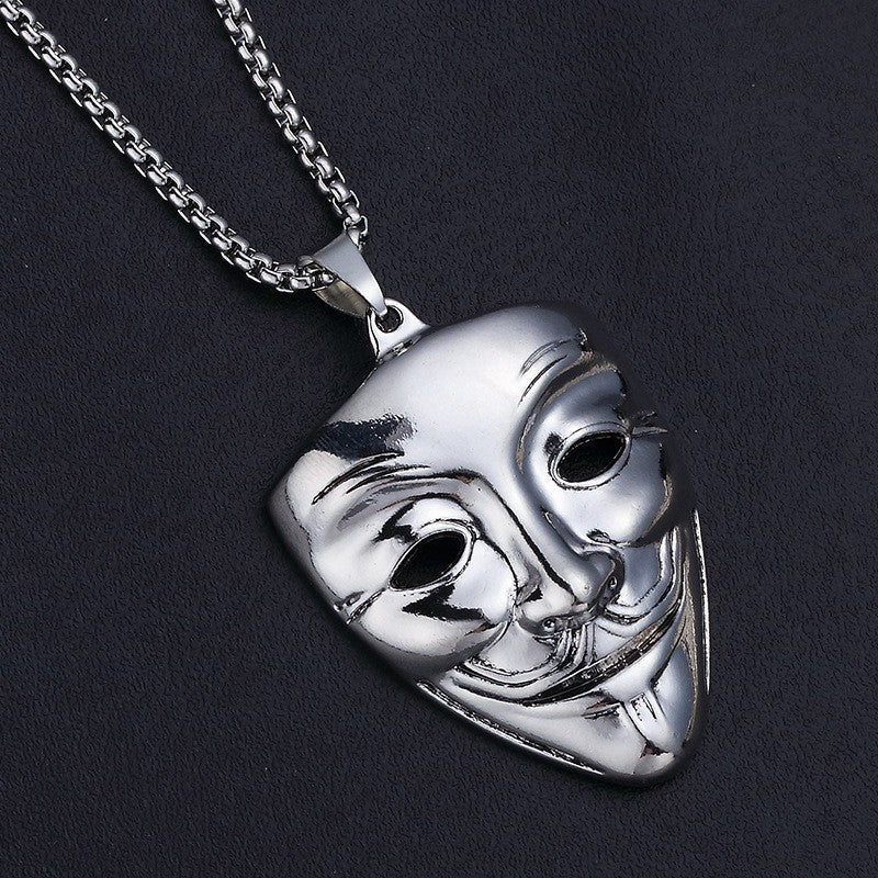 Mask Necklace Spearhead Cross Pendant Fashion Charm Sun Compass Skeleton Pentagram Sweater Chain Jewelry For Men Women Gifts