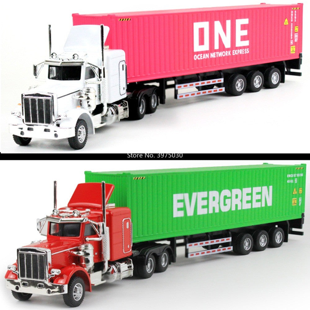 1:50 Alloy Heavy Trucks Toys Models Cars Container Vehicles Light Music Miniature Transport Car Rubber Tires Kids Gifts