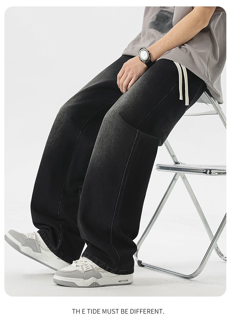 Men's Jeans American Loose Wide-leg Loose Straight Casual Trousers Street Hip-hop Baggy Jeans Black Grey Blue Streetwear Men