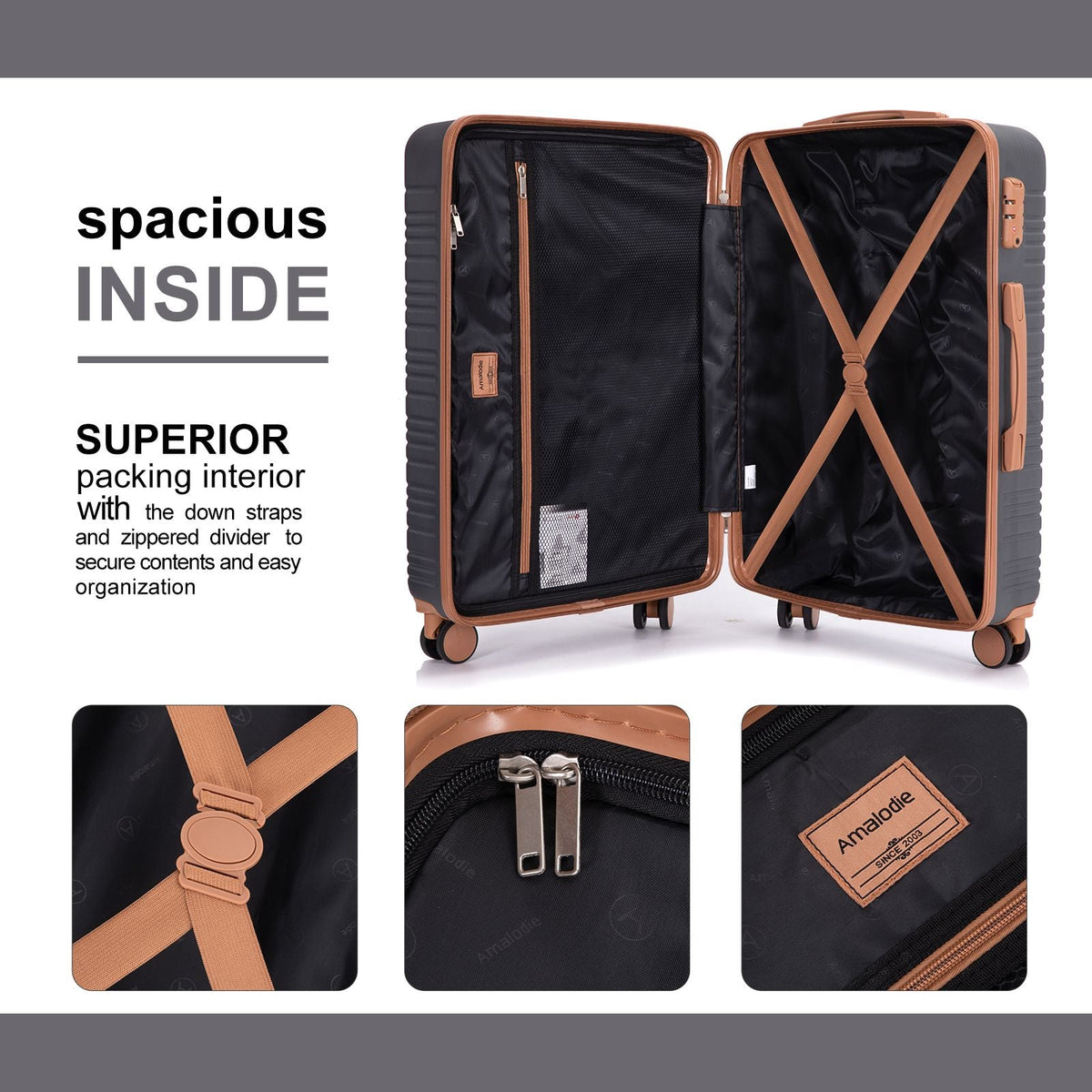 Luggage Sets 3-Piece Suitcases with Double Spinner Wheel,Suitcase Set ABS Hard Case Luggage with TSA Lock