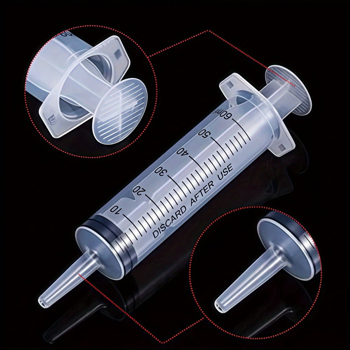 60/100/150ml large syringe with 100 cm of tubing, converter, cap set, garden injector, for liquid lipstick paint epoxy resin oil