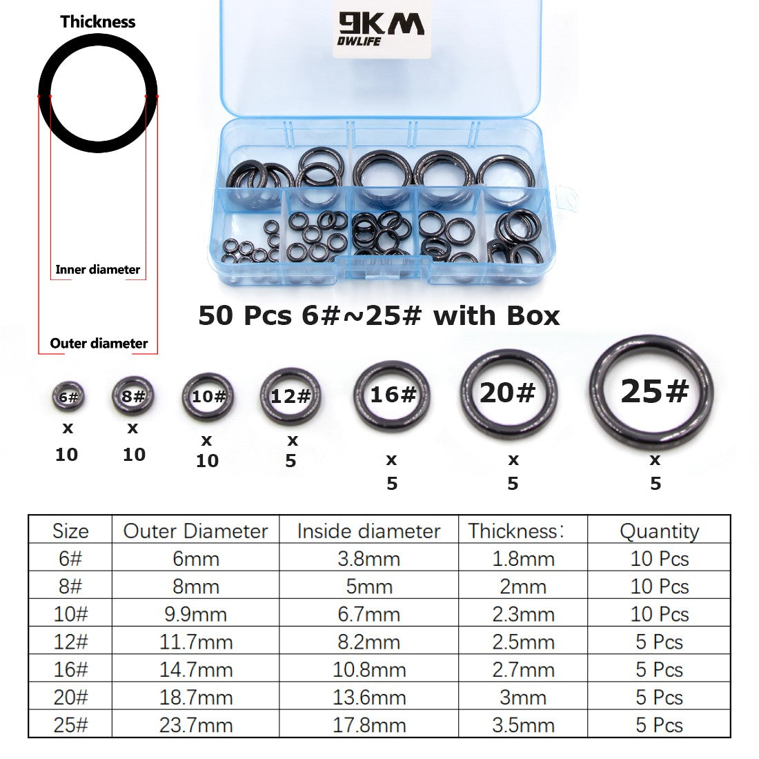 Fishing Rod Guides Ring 10Pcs~100Pcs Wear Resistant Ceramic Guide Ring Rod Repair Replacement Kit Alconite Ring Black 6mm~47.3mm