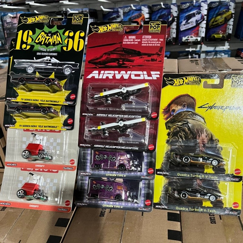 Original Hot Wheels HXD63 Pop Culture Collection Series Stranger Things Godzilla Batman Jaws Matrix Collection Cars Model Gifts