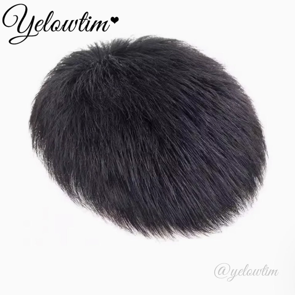 Yelowtim Synthetic Male Toupee Short Wig Hair Topper for Young Men Balding Hair-loss High Hair line Clip-On Hair Extensions
