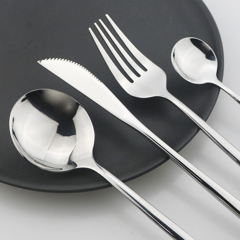 8Pcs Dinner Spoon Dinnerware Stainless Steel Silverware Gold Tableware Kitchen Flatware Black Cutlery