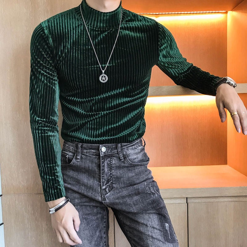 Men's High Street Simplicity Slim Tops Tees Spring Autumn New Long Sleeve All-match Korean T Shirts Vintage Fashion Men Clothing