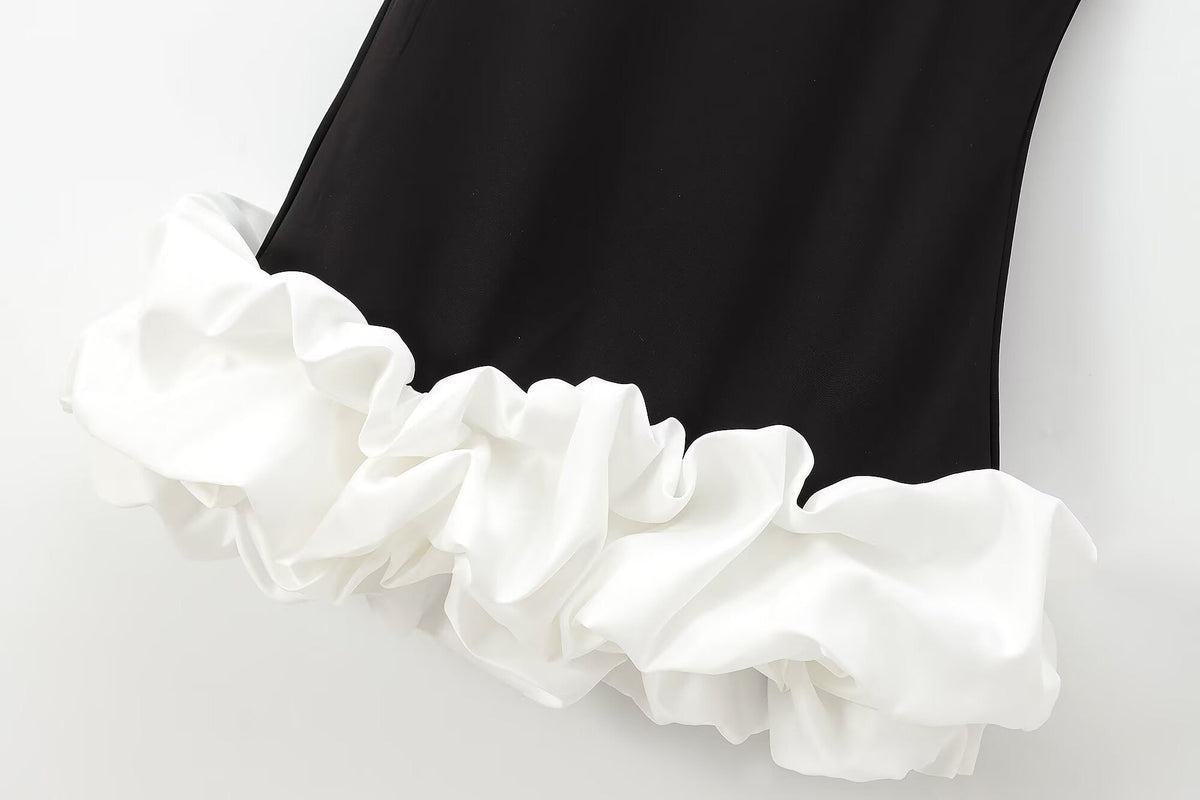 TFMLN Fashion Women Ruffle Pleated Dress Slim O-neck Sleeveless Backless Dresses Female 2025 Party Club Lady Vestidos