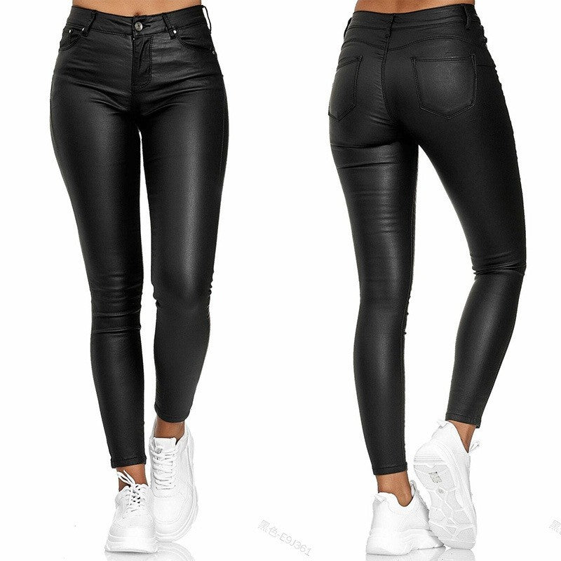 2025 Fashion Faux Leather Pants Women's Sexy Stretch Casual Leggings Solid Leather Bodycon Pencile Pants For Women Streetwear