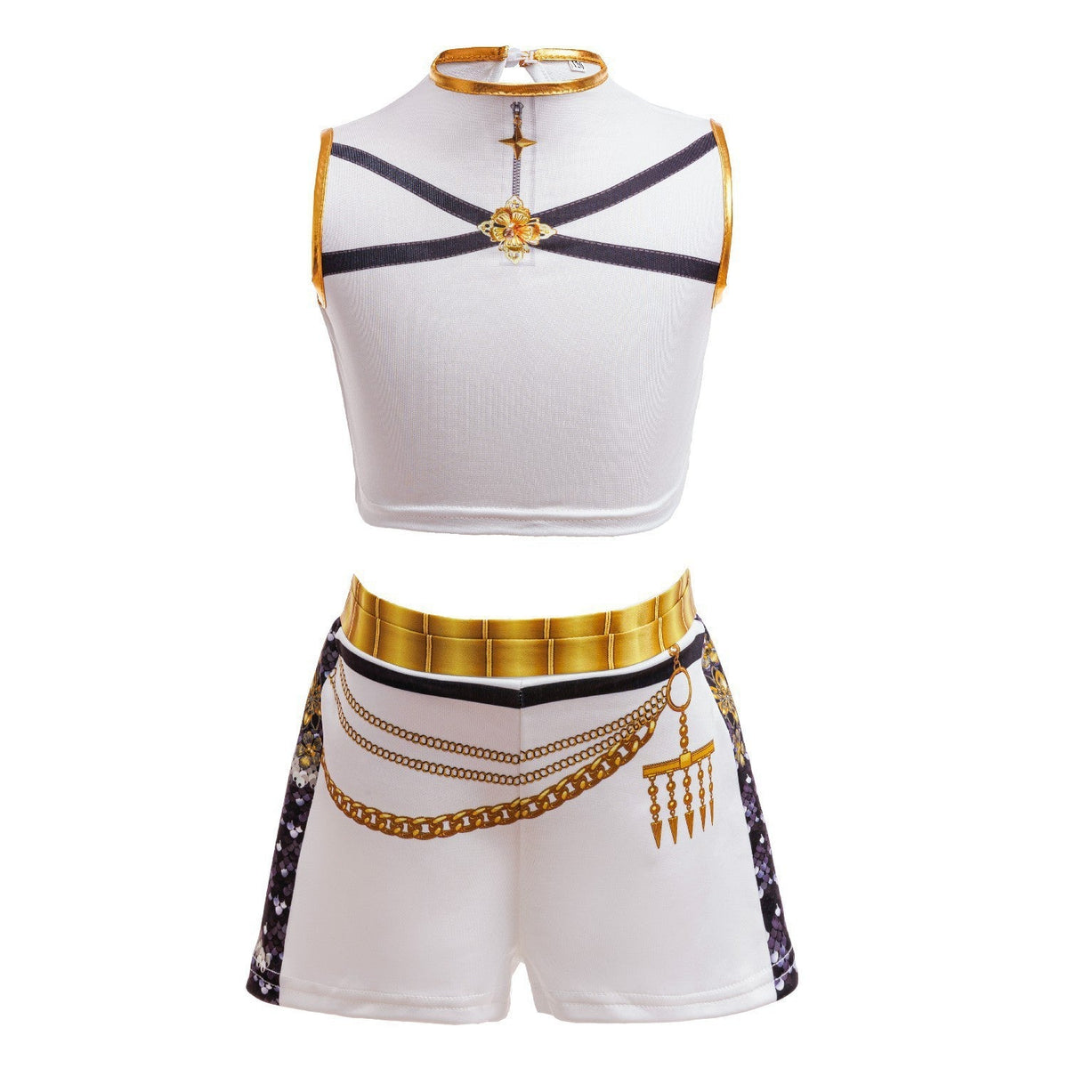 Girls Black?Gold 3D Printed Jacket Shorts Cosplay Set Kids Outfit for Stage Show Birthday Party Halloween Carnival Dress?Up