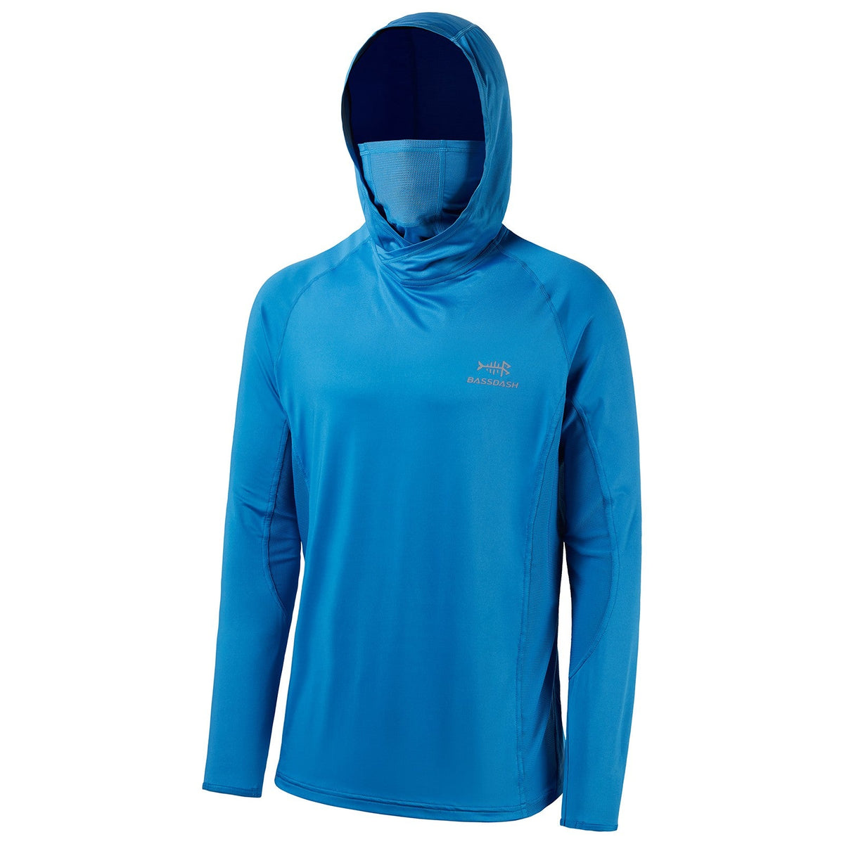 Bassdash UPF 50+ Men’s Long Sleeve Fishing Shirt with Mask UV Neck Gaiter Hoodie Keep Head Face Warm Outdoor Hiking Running