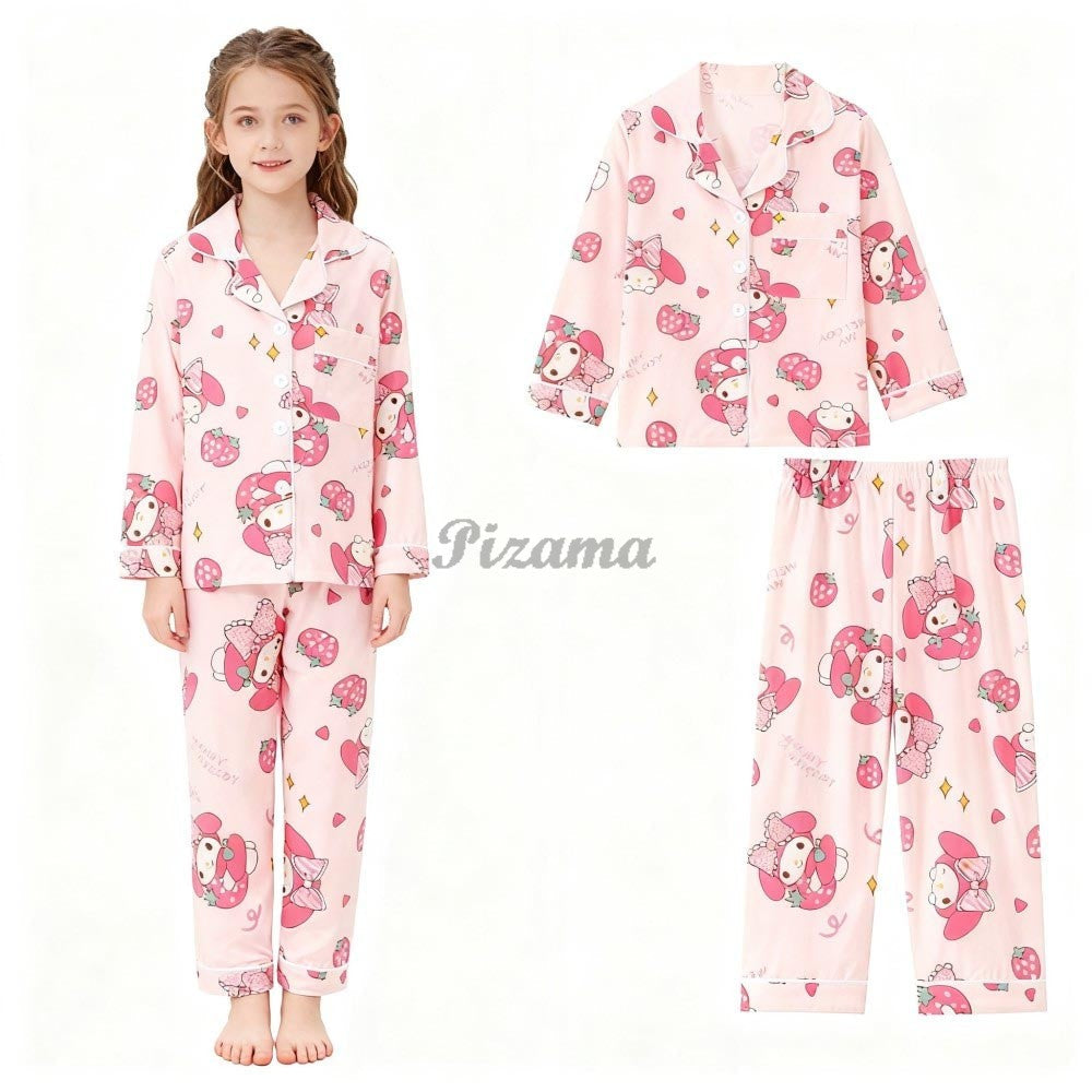 2pcs Stitch Print Kids Pajama Set for Boys and Girls Long Sleeve Top & Pants Set Stitch Lilo Comfy Set Button Down Loungewear