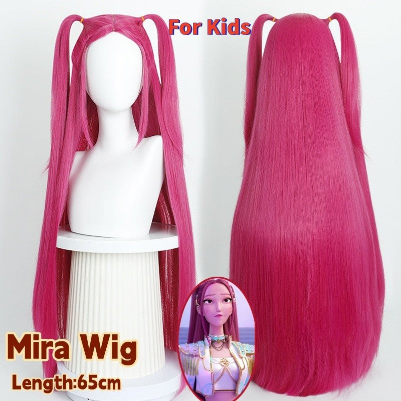Kpop Demon Hunters Wig Rumi Mira Zoey Wig For Kids Synthetic Hair Cosplay Halloween Party Chindren Use
