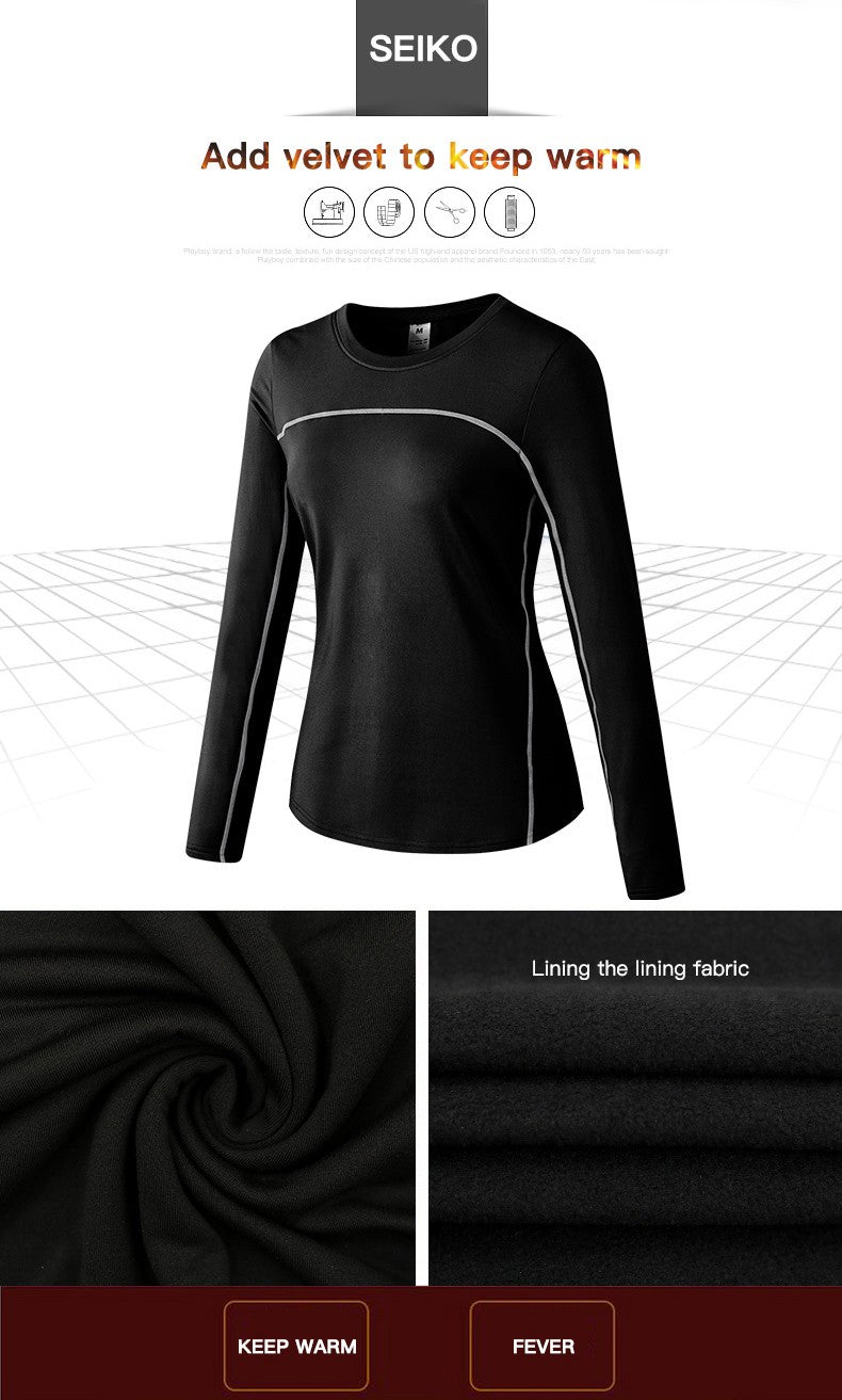 Women's Autumn Winter keep Warm long-sleeved Fitness Running Sports Training Top Slim Quick Dry Stretch Gym Top female Yoga tops