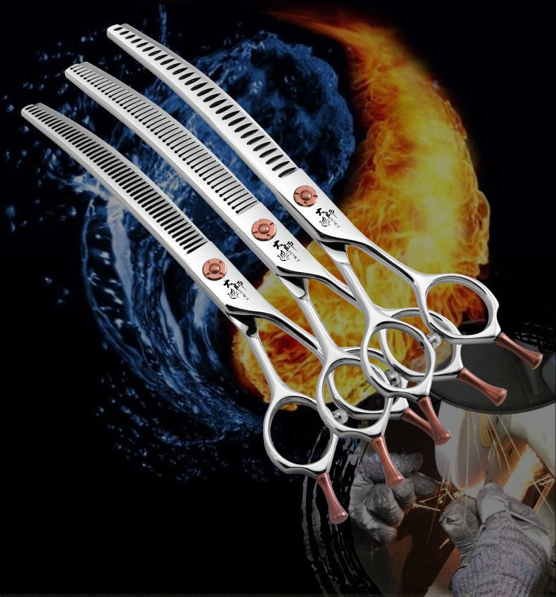 Fenice ZB Professional 6.5/7.0 Inch JP440CDog Grooming Curved Chunker/Thinner/Fluffy Scissors for Dog Groomer/Family Use