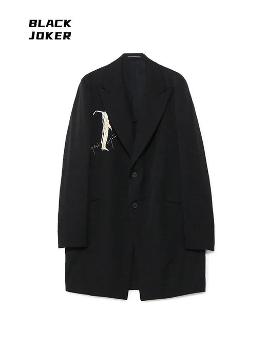 BLACK JOKER Big size blazer men's jacket with embroidery men's oversize jacket luxury men's jacket black Men's suit jackets