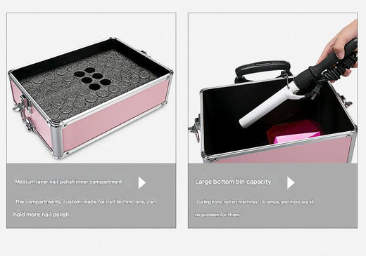 Cosmetic Case Rolling Luggage Makeup Train Trolley Large Capacity Suitcase with Lock Swivel Wheels For Salon Barber Manicurist