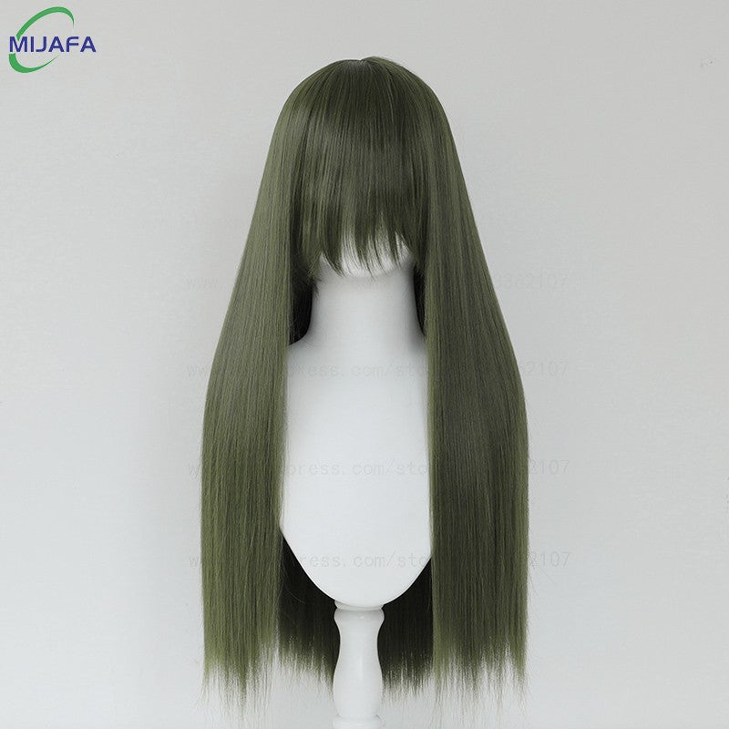 Very High Quality 400g 48 Colors 24Inch 60cm Long Straight Cosplay Wig With Bangs Heat Resistant Hair Anime Wigs + Wig Cap